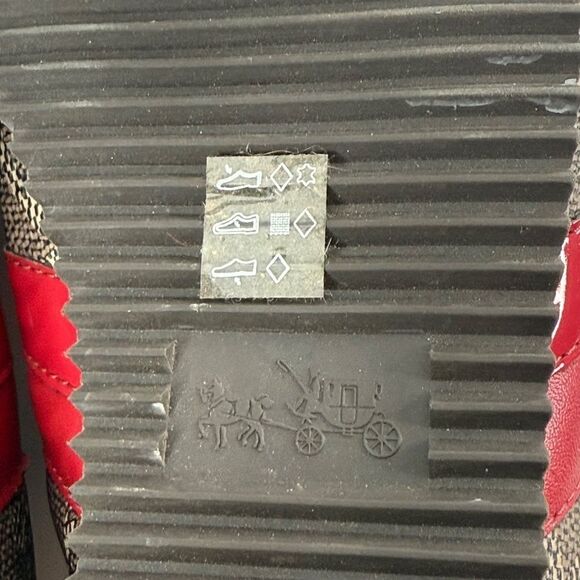 Coach VintageS ignature Monogram Red Canvas Sneakers Women’s Size 6.5 Logo Print - Picture 6 of 7